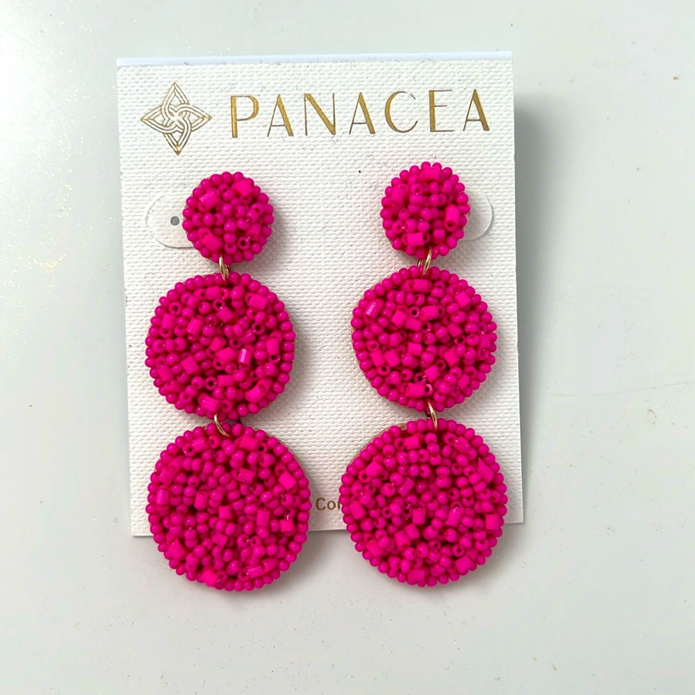 Panacea hot pink mini beaded earrings, new with tags!